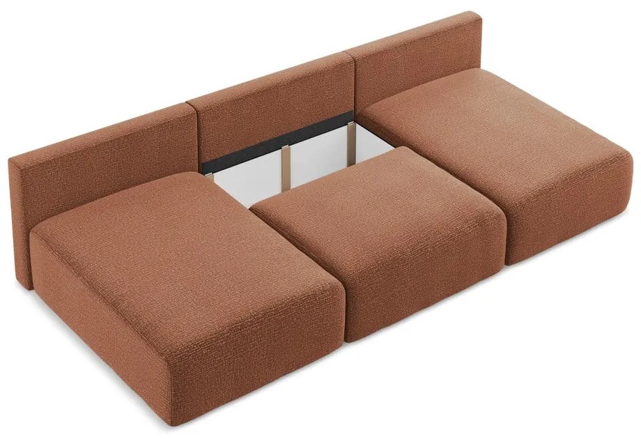 Разтегателен ъглов диван с място за съхранение в тухлен цвят Kalena – Makamii