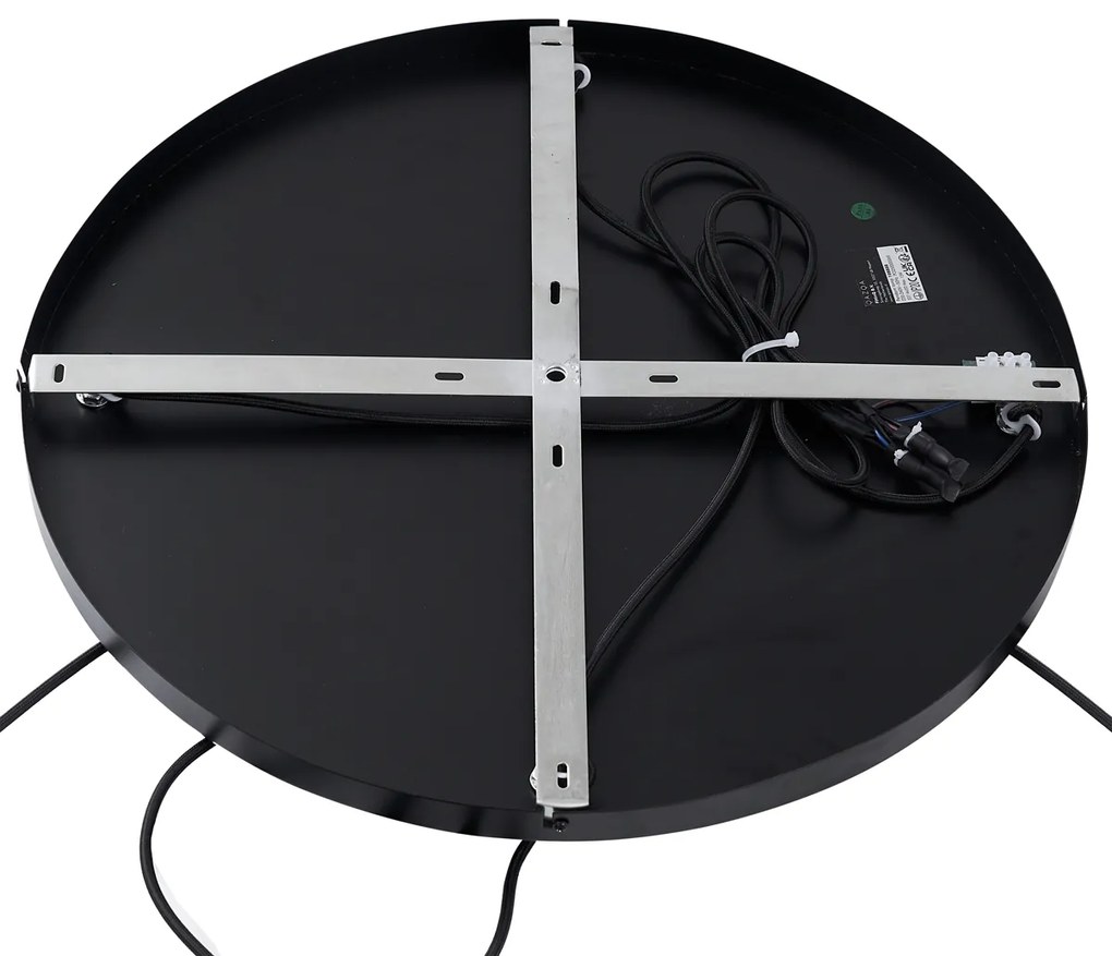 Арт Деко висяща лампа черна с опушено стъкло кръгла 4 светлини - Bao