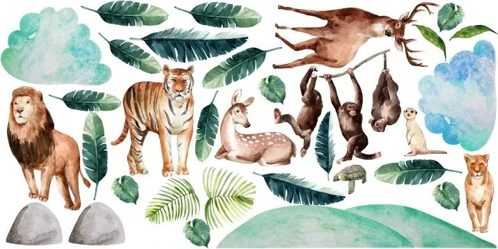 Стикер за стена животни от зоопарка 80 x 160 cm