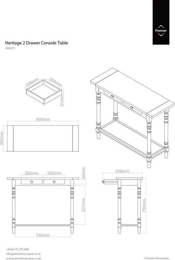 Конзолна маса от масивен бор в цвят слонова кост 35x96 cm Heritage – Premier Housewares