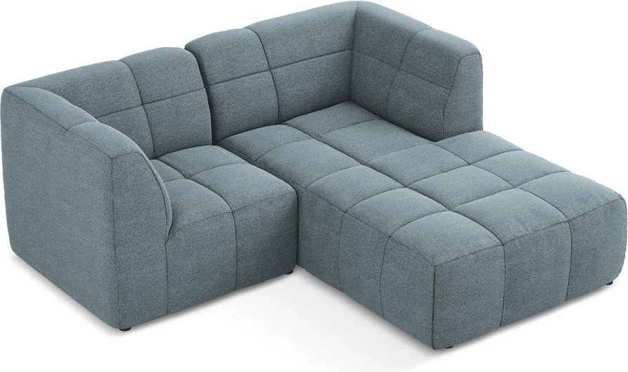 Син ъглов диван от прежда с примки от букле (десен ъгъл) Aloha – Makamii