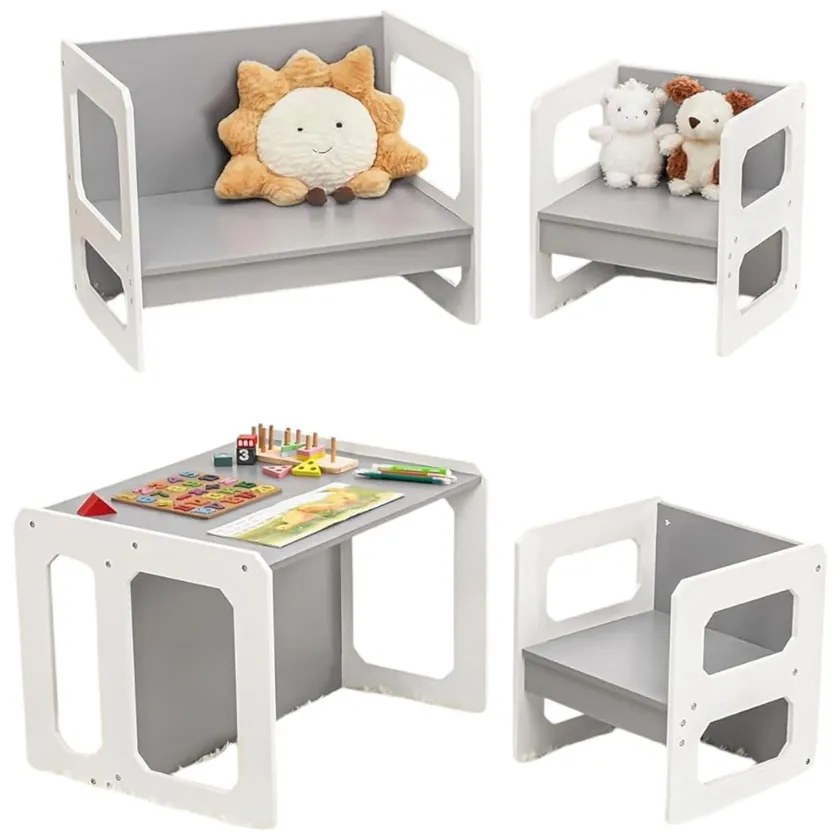 GINGER HOME К-кт 3в1 тип Монтесори БЯЛ/СИВ