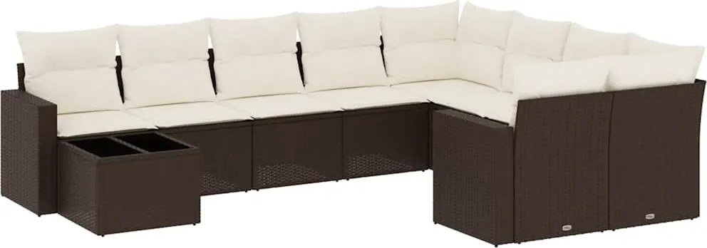 3219453 vidaXL Градински комплект диван с възглавници 10 части кафяв полиратан