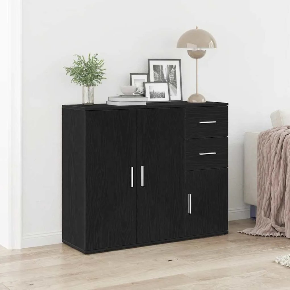 862003 vidaXL Бюфет, черен дъб, 91x29,5x75 см, инженерно дърво