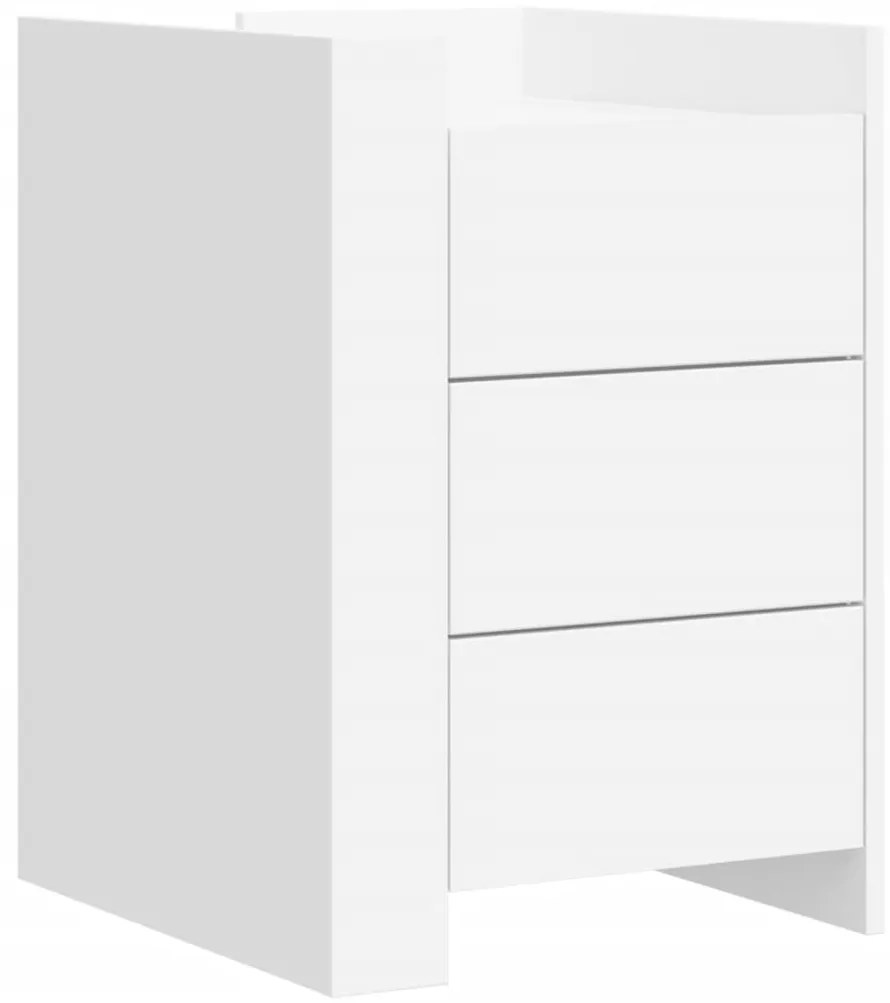 848304 vidaXL Нощно шкафче, бяло, 45x50x65 см, инженерно дърво