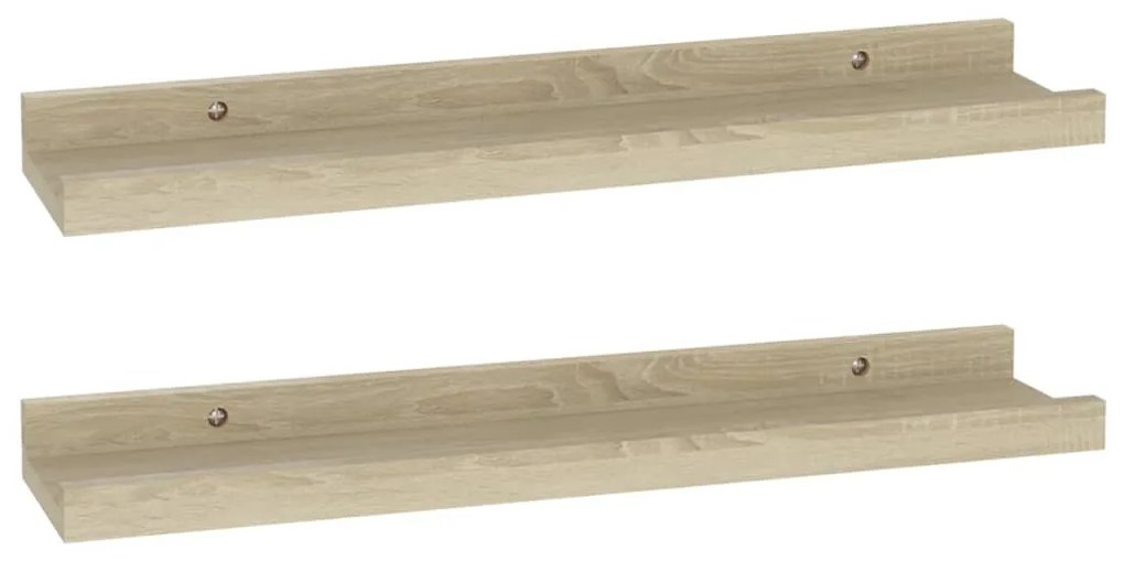 326679 vidaXL Стенни рафтове, 2 бр., дъб сонома, 40x9x3 см