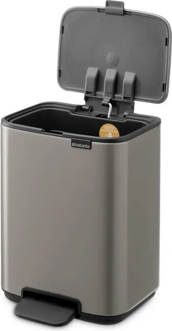 Кош за боклук Brabantia Bo Pedal 1010126, 4 л, Леко затваряне, Противоплъзгаща основа, Сив
