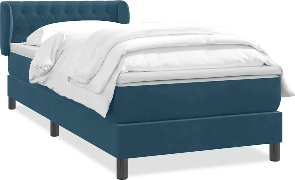 3317761 vidaXL Боксспринг легло с матрак, тъмносиньо, 80x210 cm, кадифе