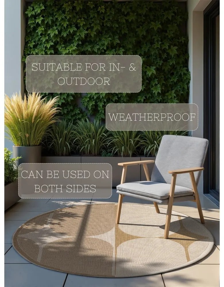 Кръгъл килим за открито и закрито в цвят слонова кост и бежово ø 160 cm Duet Bowen – NORTHRUGS