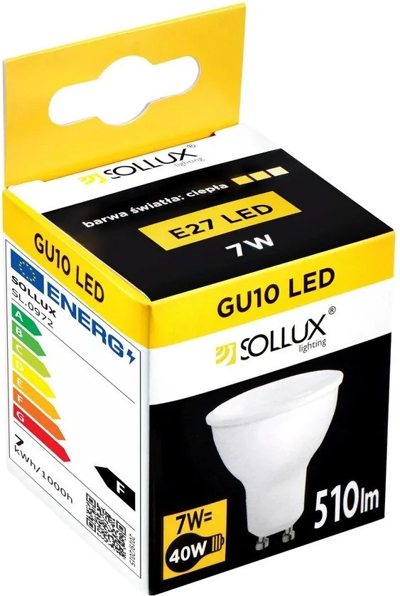 Топла бяла LED крушка GU10, 7 W – Sollux