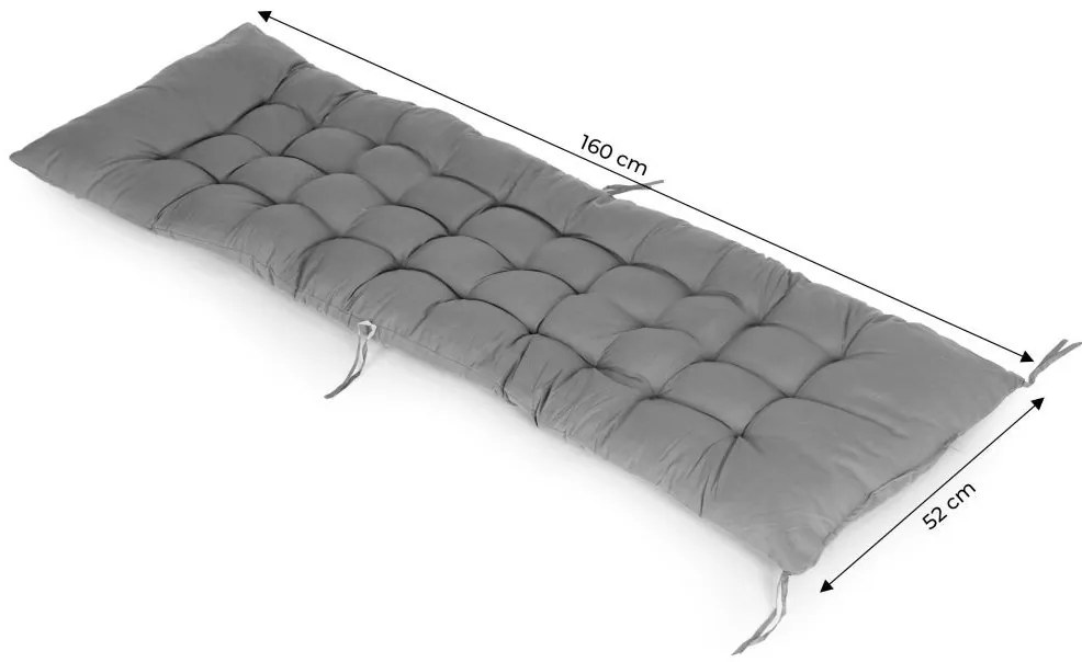 Сива възглавница за градински шезлонг 160 cm