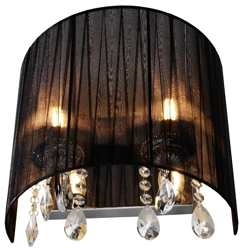 Класически стенен аплик хром с черен абажур - Ann-Kathrin 2