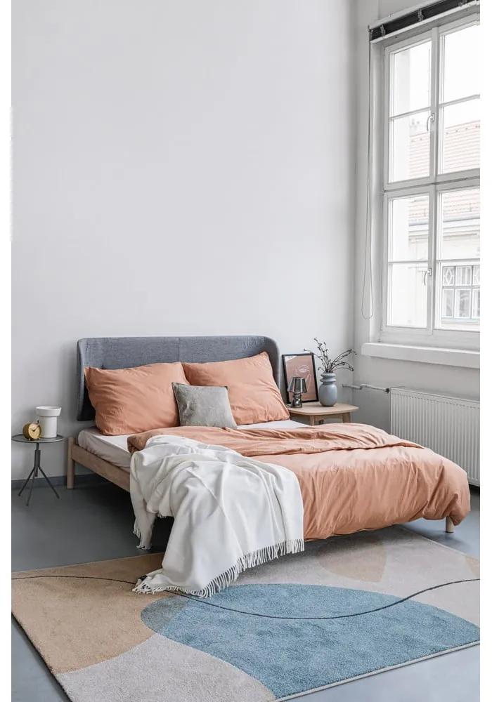 Естествено кафяво спално бельо за двойно легло от измит памук , 160 x 220 cm - Bonami Selection