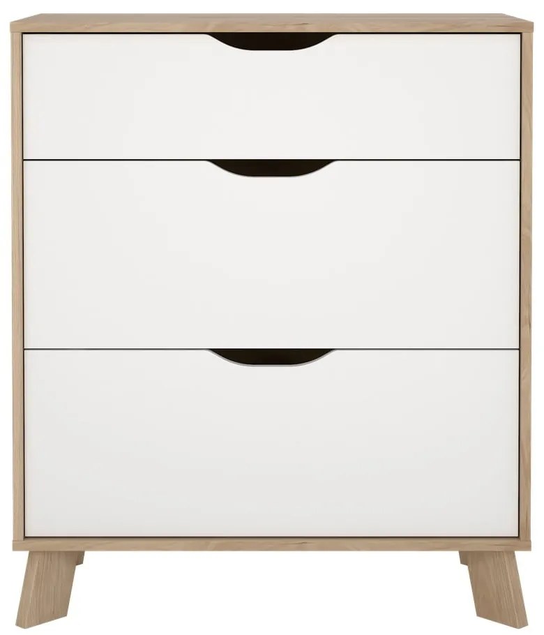 Скрин от дъбов декор в бял и естествен цвят 79x92x40 cm Ikast – Tvilum