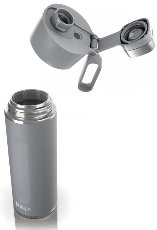 Термос Ninja DW2401EUUKGY, 700 мл, Подходящ и за газирани напитки, Тройна термоизолация, Без BPA, Топло до 8ч, Студено до 24ч, Сив