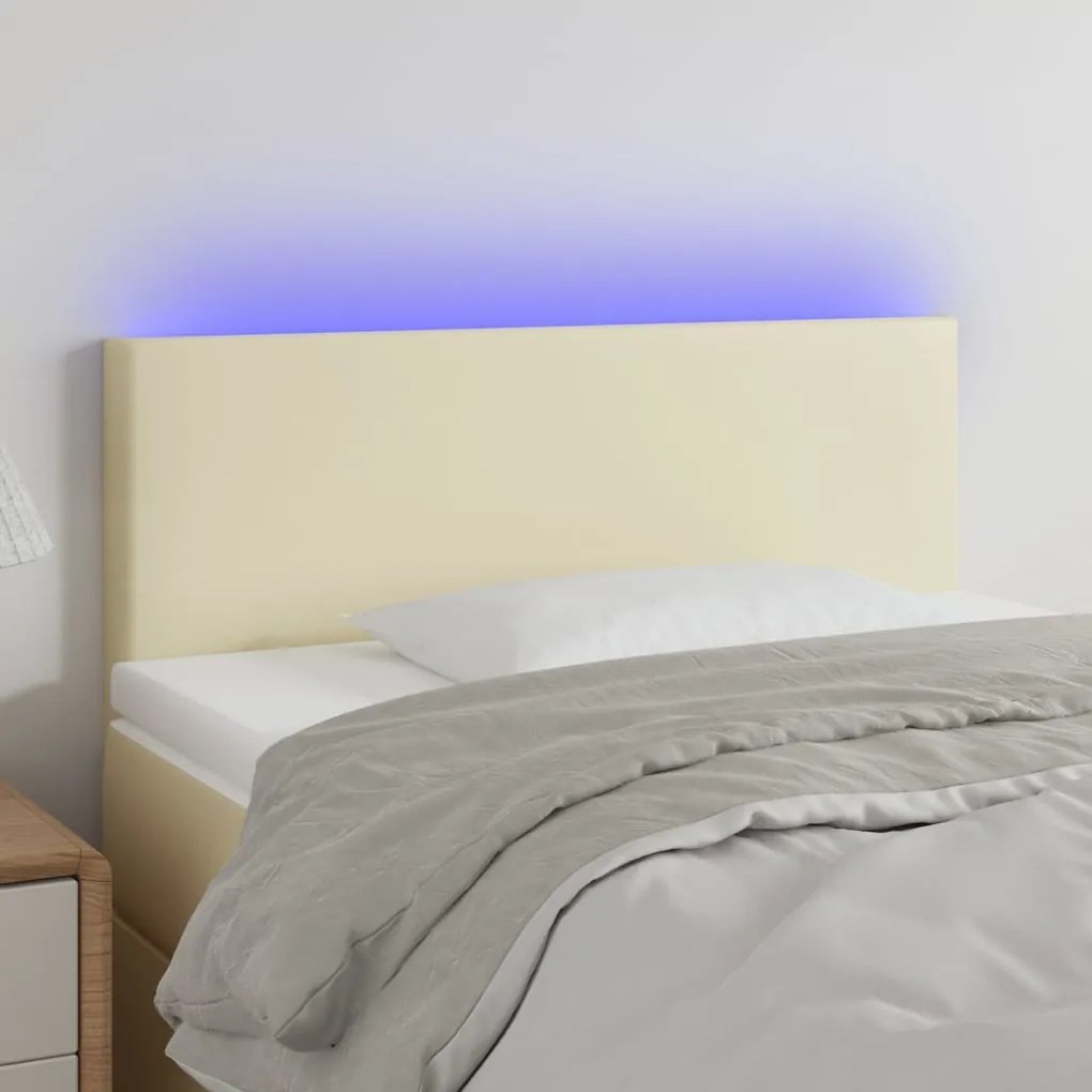 3121412 vidaXL LED Горна табла за легло, кремава, 90x5x78/88 см