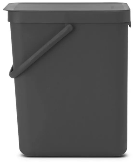 Кош за разделно събиране на боклук Brabantia Sort&Go 1003237, 25 л, Дръжка, Възможност за стенен монтаж, Тъмносив
