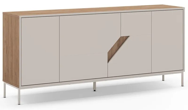 Кремавo-естествен скрин от декор от дъб 180x80x40 cm Lilou – Marckeric