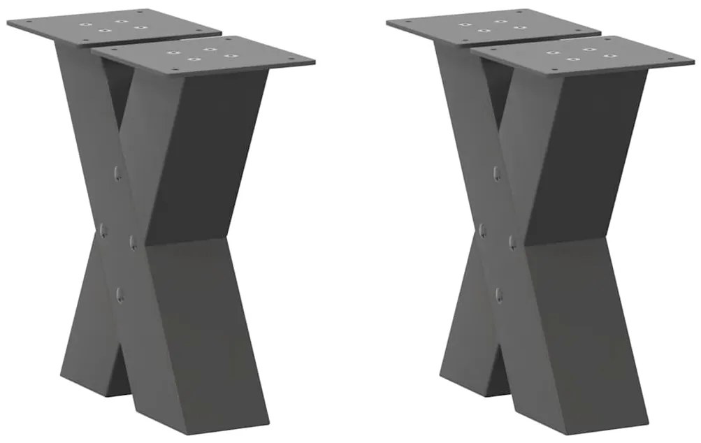 4012930 vidaXL Крака за масичка за кафе, X-образни, 2 бр., антрацит, 30x(30-31) см, стомана