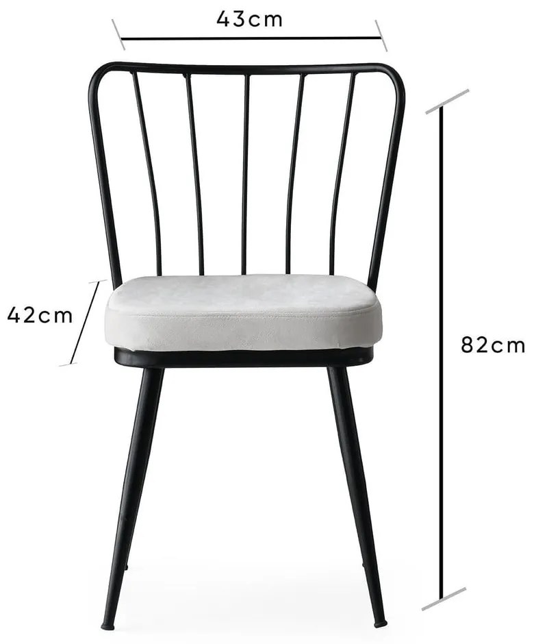 Бело-черни метални трапезни столове в комплект от 2 броя Yildiz - Kalune Design