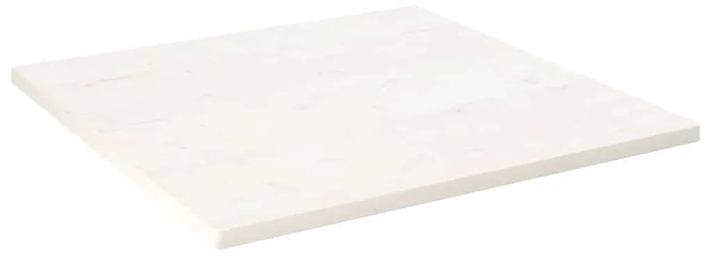 824386 vidaXL Плот за маса, бял, 70x70x2,5 см, бор масив, квадратен
