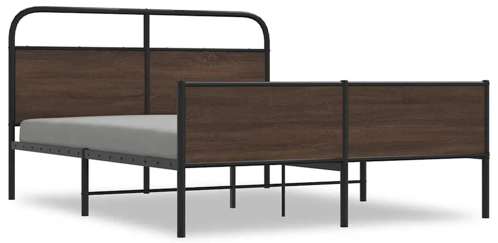 3318708 vidaXL Метална рамка за легло, без матрак, кафяв дъб, 150x200 см