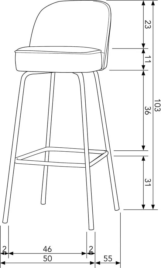 Кадифен бар стол в цвят каки (височина на седалката 79 cm) Vogue – WOOOD