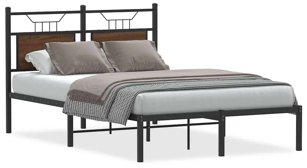 4106839 vidaXL Рамка за легло без матрак кафяв дъб 120x200 см инженерно дърво