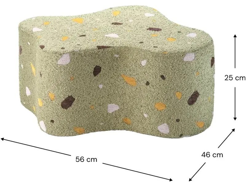 Зелен детски пуф от букле и шенил Terrazzo Cloud – Wigiwama