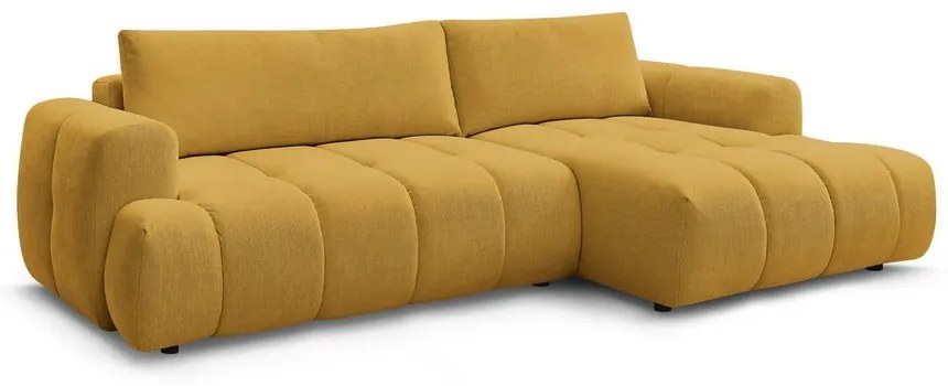 Сгъваем/с място за съхранение ъглов диван в цвят горчица (десен ъгъл) Fuji – Bobochic Paris