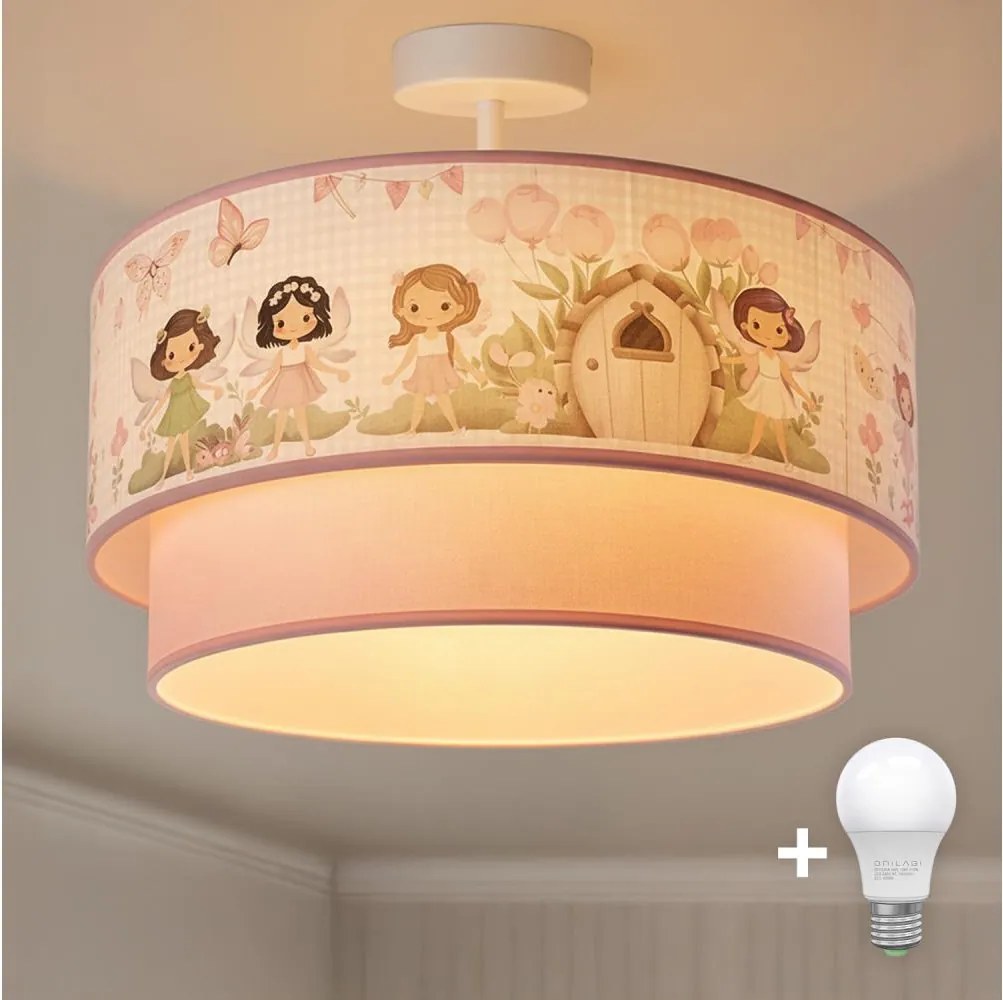Brilagi - LED детски плафон BOBO 1xE27/60W/230V Ø 40 см розов/феи