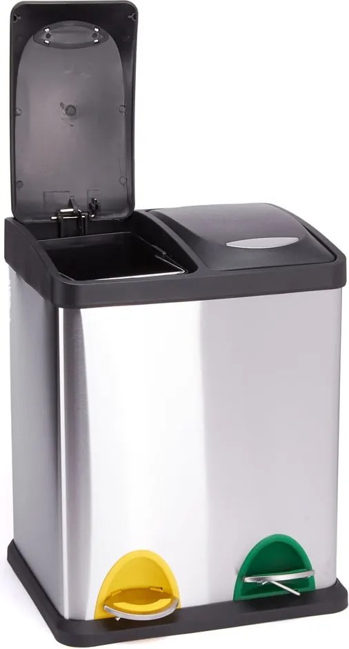 Стоманено кошче за боклук за рециклиране с педал в матово сребрист цвят 2x8 l Tri Selectif – MSV