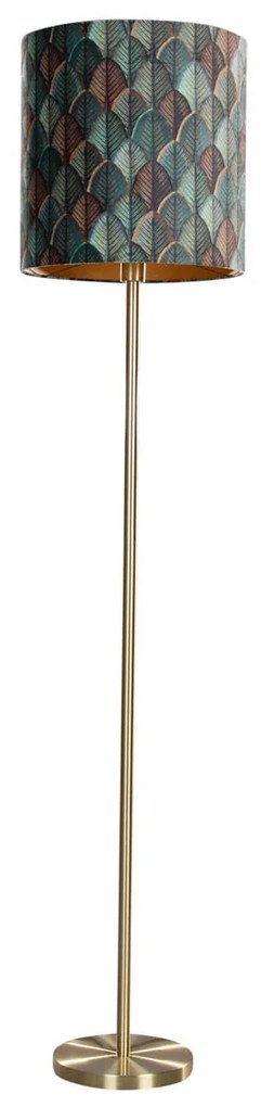 Подова лампа месинг с велурен абажур с дизайн на листа и златно покритие - Simplo