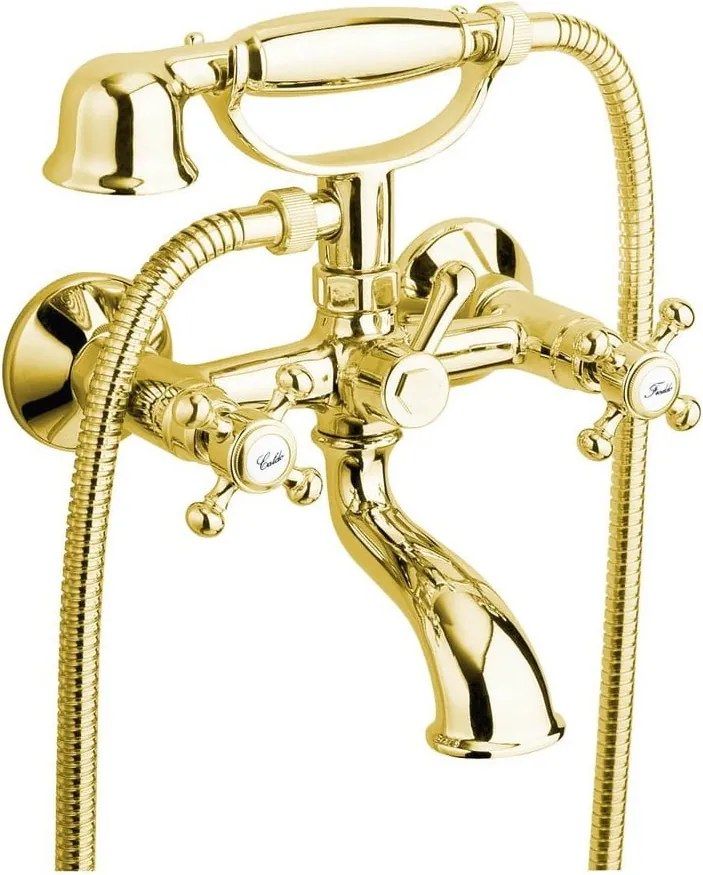 Стенна батерия за вана в златист цвят (2 изхода) Antea – Sapho