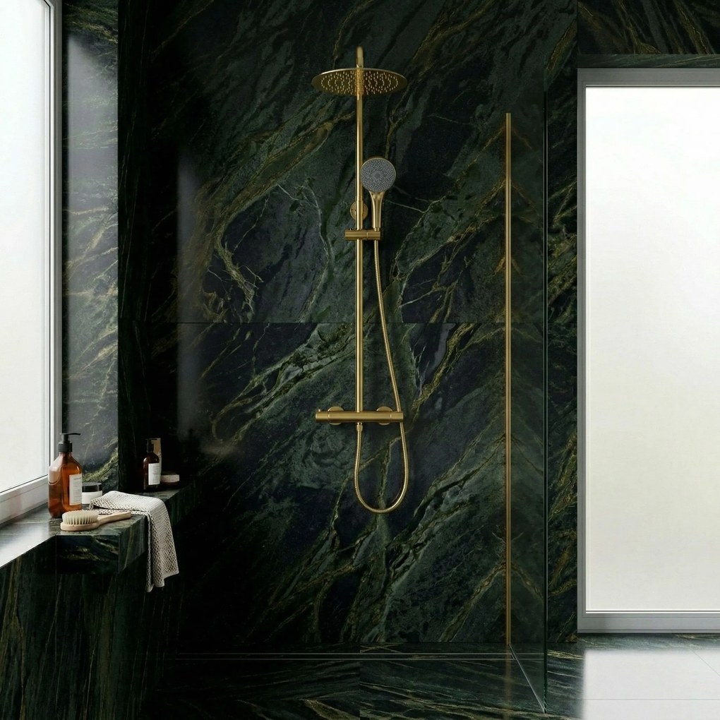Душ комплект без чучур с термостат Rea Lungo Gold