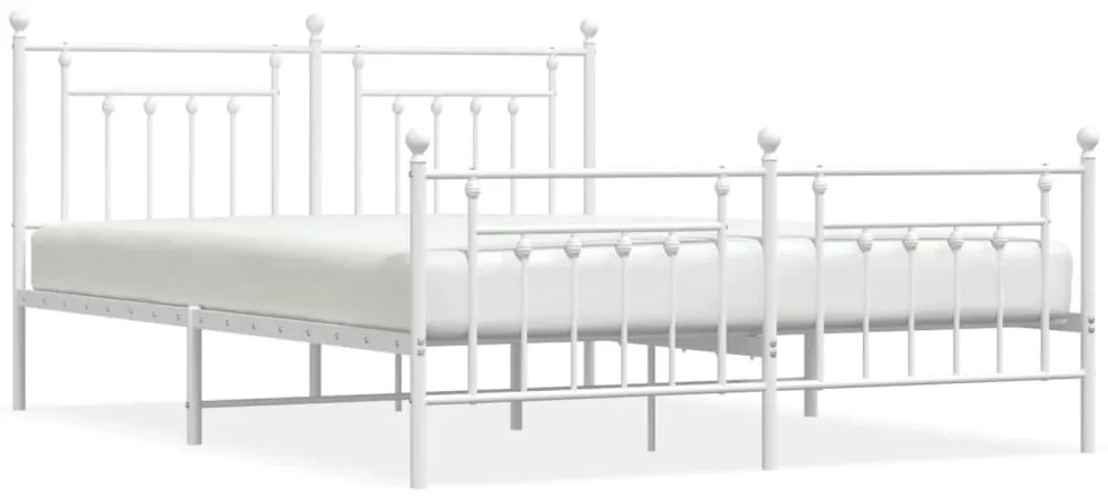 353607 vidaXL Метална рамка за легло с горна и долна табла, бяла, 160x200 см