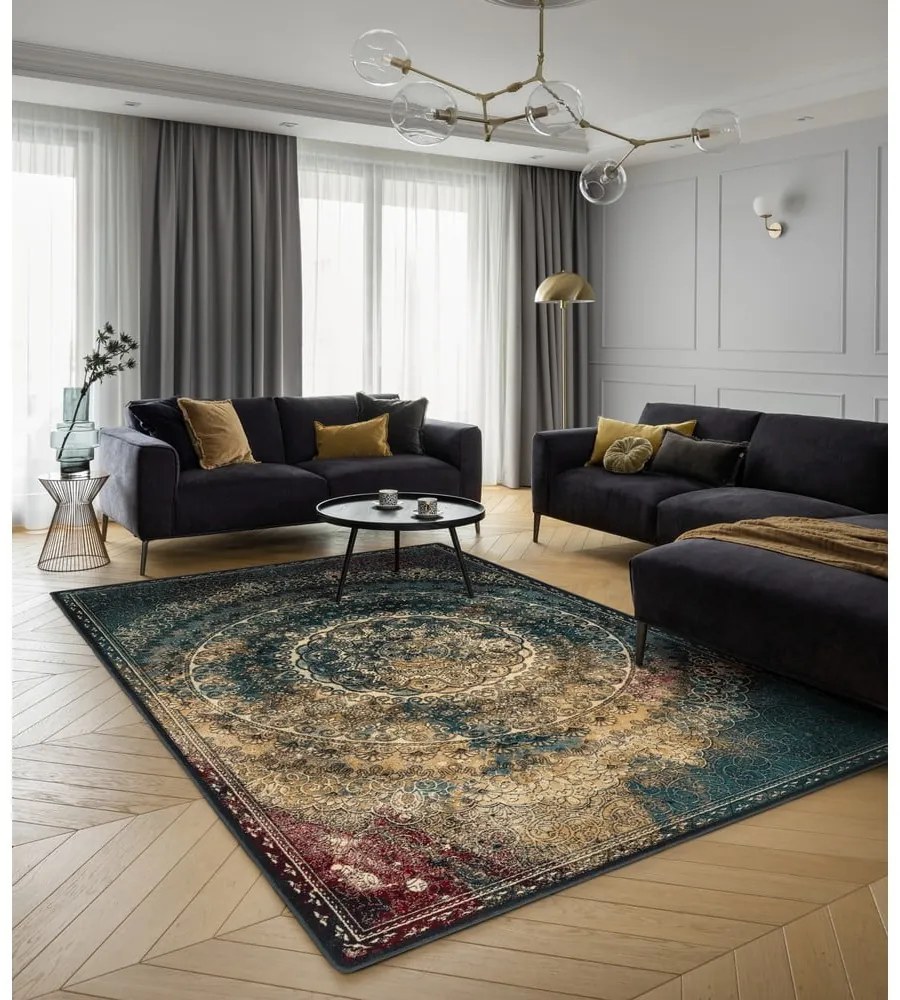 Вълнен килим в бензинов цвят 133x180 cm Ann - Agnella