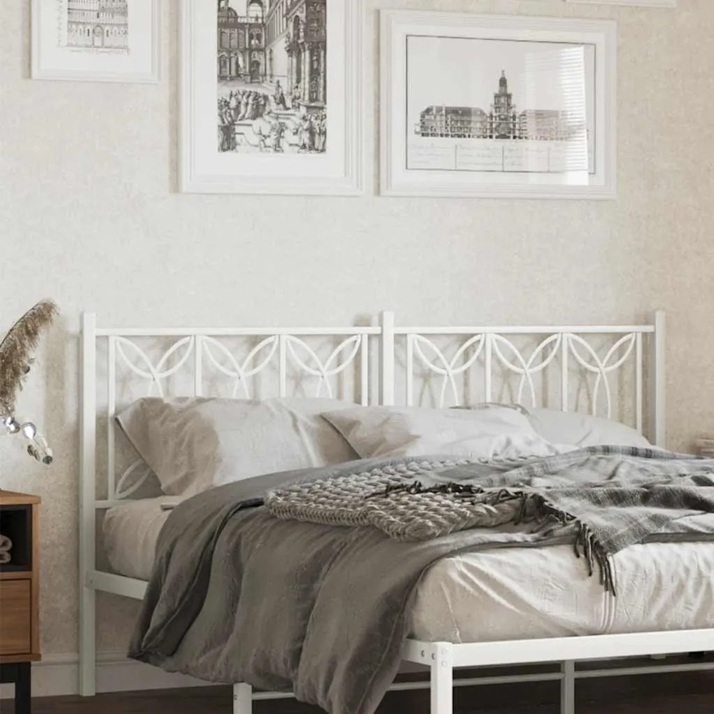 376212 vidaXL Метална резервна табла за легло, бяла, 160 см