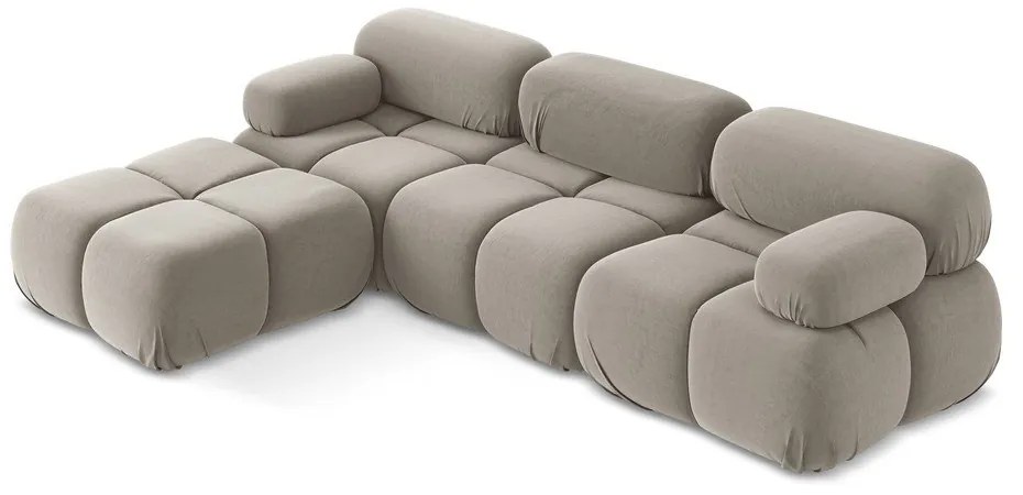 Бежов кадифен модулен ъглов диван Lokua – Makamii