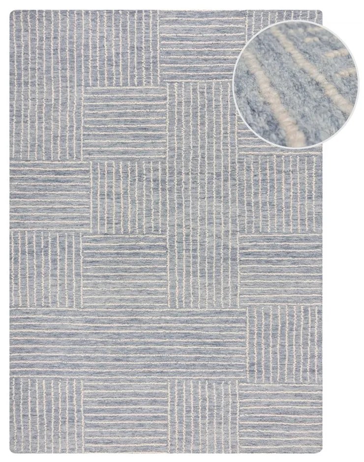 Светлосин ръчно изработен вълнен килим 160x230 cm Memphis Wool – Flair Rugs