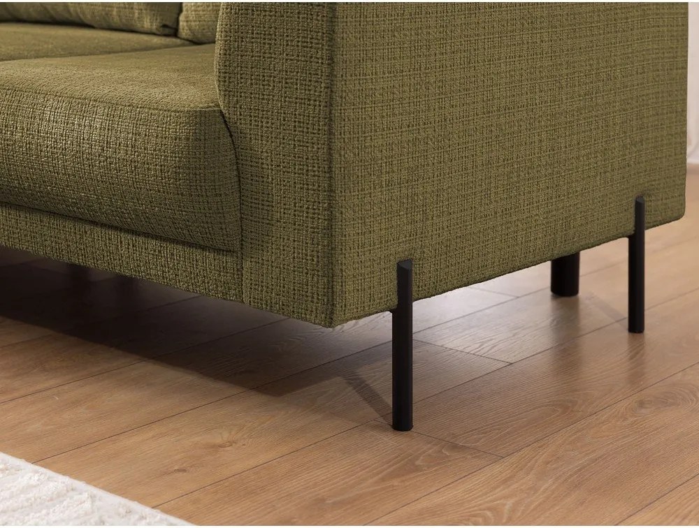 Зелен шенилов ъглов диван (ляв ъгъл/L форма) Mauris – Ropez