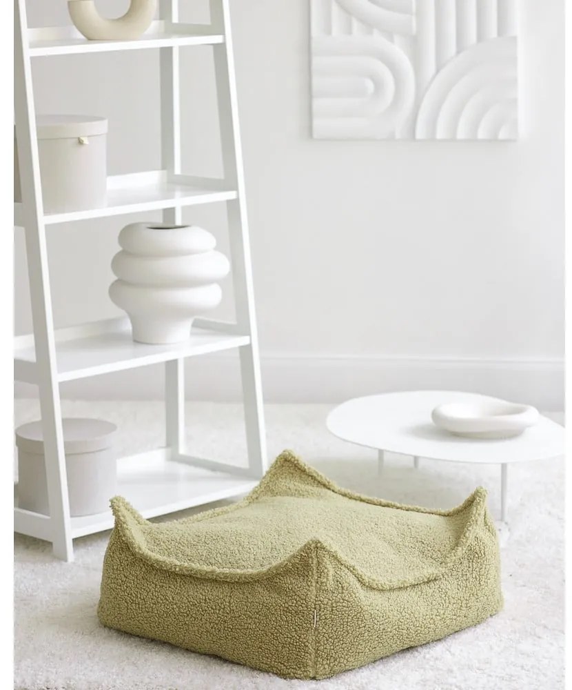 Зелен детски пуф от букле Square – Wigiwama