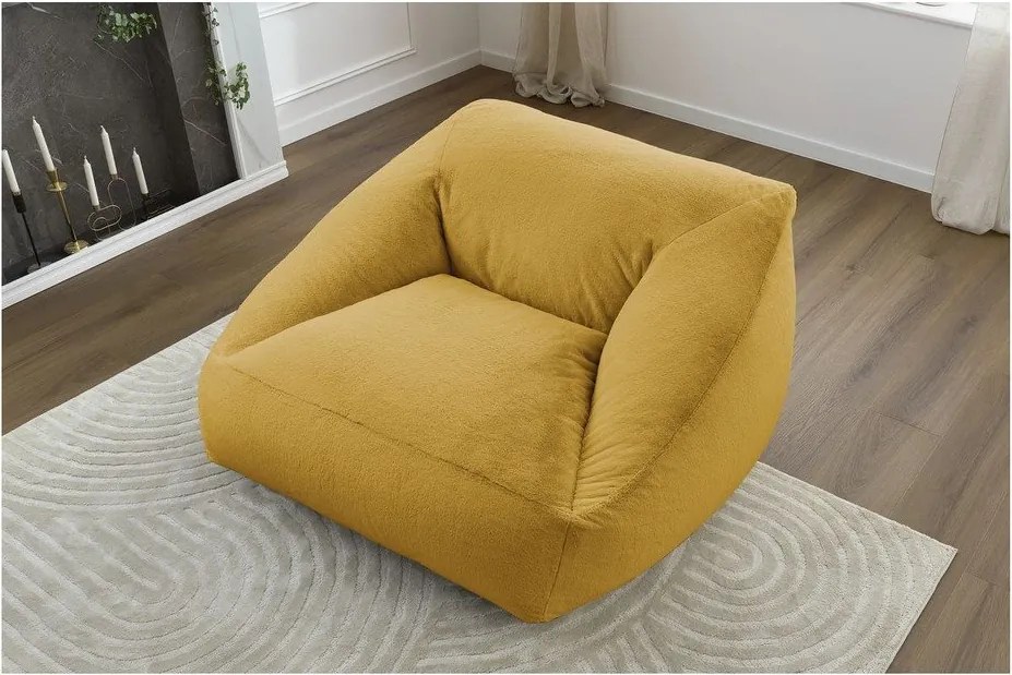 Жълт пуф от изкуствен косъм Lilibet – Bobochic Paris