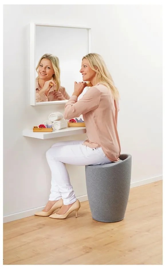 Светлосив кош за пране и табуретка в едно Linen Look, 20 л Candy - Wenko
