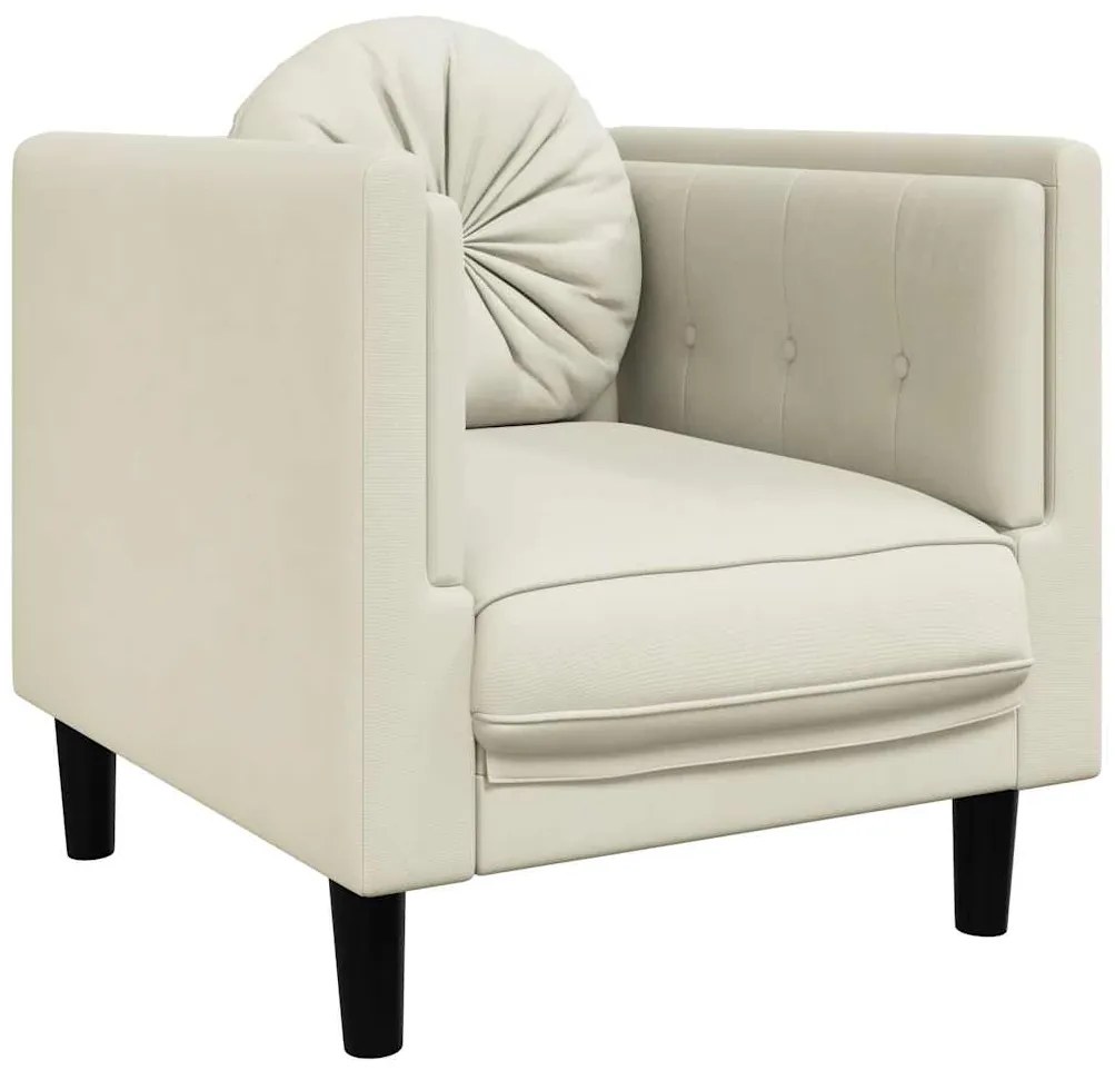 372629 vidaXL Фотьойл с възглавница, кремав, кадифе