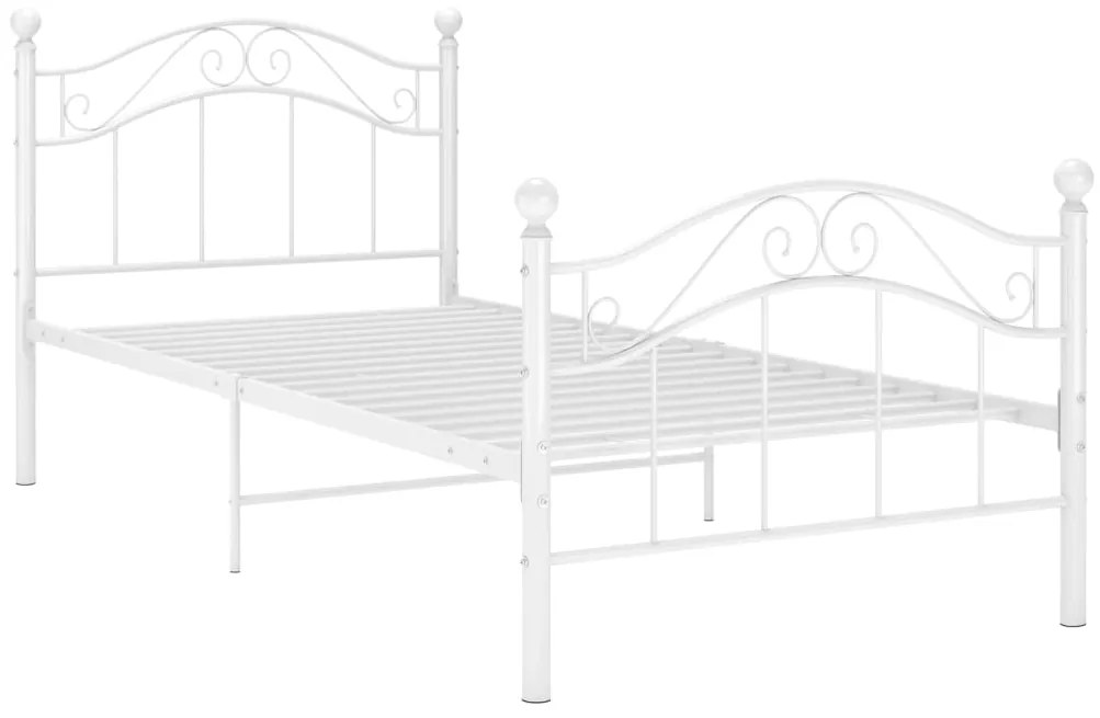 324989 vidaXL Рамка за легло, бяла, метал, 90x200 см