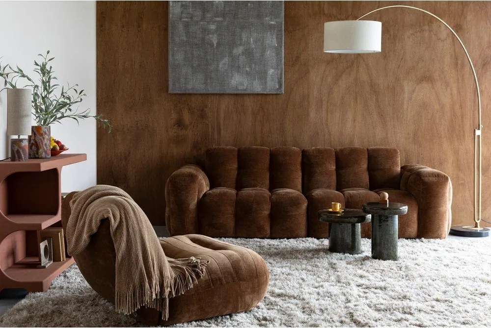 Бежов кадифен модулен диван 264 cm Hackman – Dutchbone