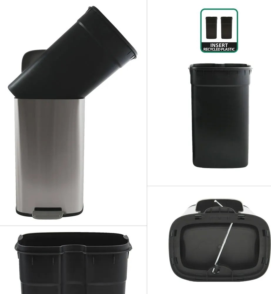 Стоманено кошче за боклук с педал в матово сребрист цвят 50 l Akira – Spirella