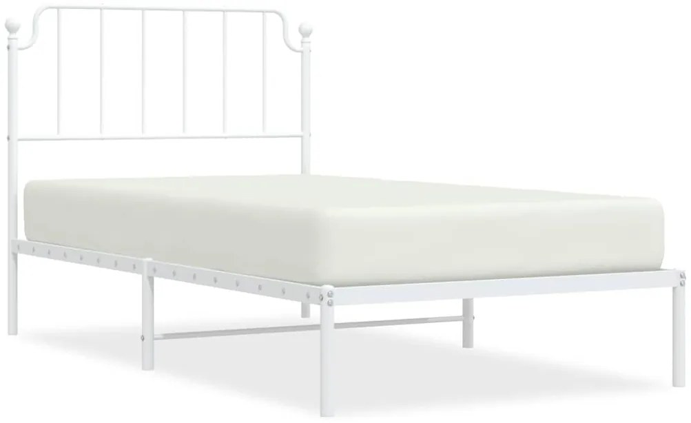 373930 vidaXL Метална рамка за легло с горна табла, бяла, 100x190 см