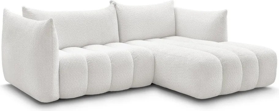 Бял ъглов диван от прежда с примки от букле (десен ъгъл) Azra – Bobochic Paris